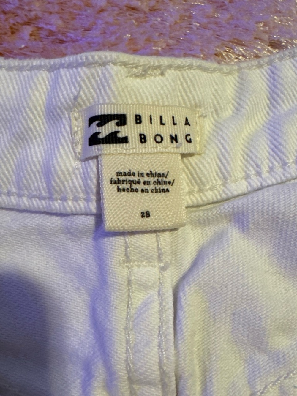 Billabong White Denim Cutoff Shorts with Raw Hem - Picture 3 of 3